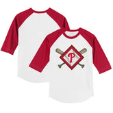 Philadelphia Phillies Tiny Turnip Youth Diamond Cross Bats 3/4-Sleeve Raglan T-Shirt - MLB T-shirts