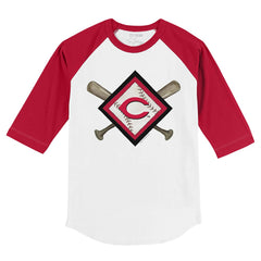 Cincinnati Reds Tiny Turnip Youth Diamond Cross Bats 3/4-Sleeve Raglan T-Shirt - MLB T-shirts