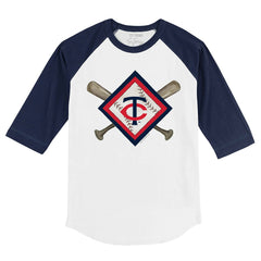 Minnesota Twins Tiny Turnip Youth Diamond Cross Bats 3/4-Sleeve Raglan T-Shirt - MLB T-shirts