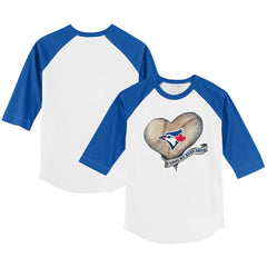 Toronto Blue Jays Tiny Turnip Youth Heart Banner 3/4-Sleeve Raglan T-Shirt - MLB T-shirts