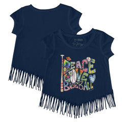 Tampa Bay Rays Tiny Turnip Girls Youth Peace Love Baseball Fringe T-Shirt - MLB T-shirts