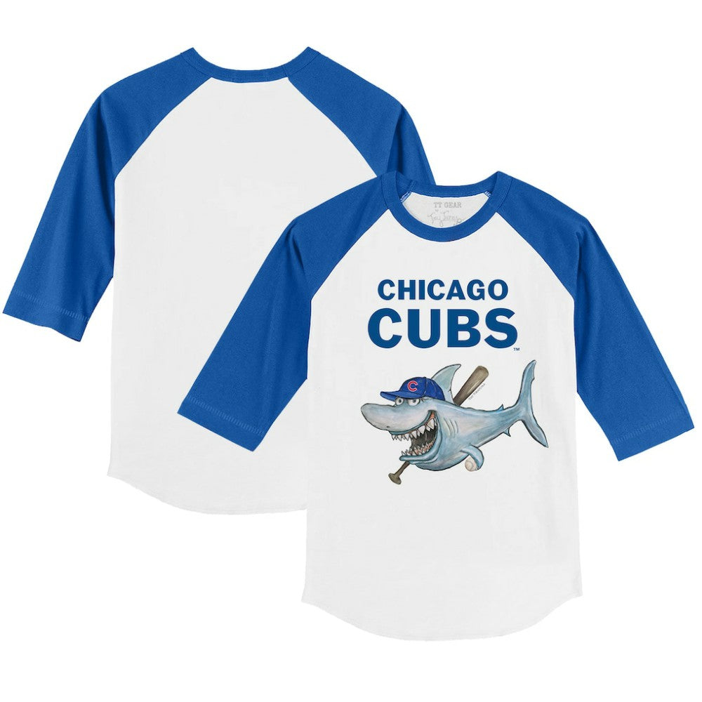 Chicago Cubs Tiny Turnip Youth Shark 3/4-Sleeve Raglan T-Shirt - MLB T-shirts