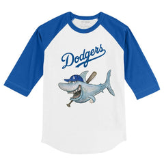 Los Angeles Dodgers Tiny Turnip Youth Shark 3/4-Sleeve Raglan T-Shirt - MLB T-shirts