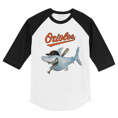 Baltimore Orioles Tiny Turnip Youth Shark 3/4-Sleeve Raglan T-Shirt - MLB T-shirts
