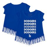 Los Angeles Dodgers Tiny Turnip Girls Youth Stacked Fringe T-Shirt - MLB T-shirts