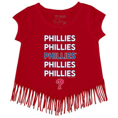 Philadelphia Phillies Tiny Turnip Girls Youth Stacked Fringe T-Shirt - MLB T-shirts