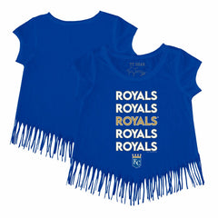 Kansas City Royals Tiny Turnip Girls Youth Stacked Fringe T-Shirt - MLB T-shirts