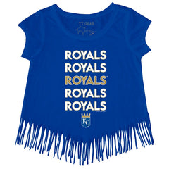 Kansas City Royals Tiny Turnip Girls Youth Stacked Fringe T-Shirt - MLB T-shirts