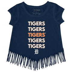 Detroit Tigers Tiny Turnip Girls Youth Stacked Fringe T-Shirt - MLB T-shirts