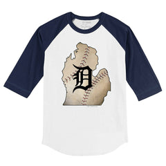 Detroit Tigers Tiny Turnip Youth State Outline 3/4-Sleeve Raglan T-Shirt - MLB T-shirts