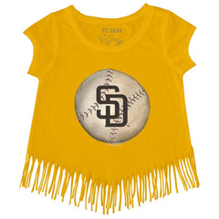 San Diego Padres Tiny Turnip Girls Youth Stitched Baseball Fringe T-Shirt - MLB T-shirts