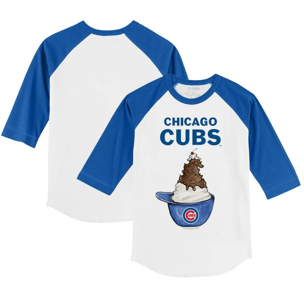 Chicago Cubs Tiny Turnip Youth Sundae Helmet 3/4-Sleeve Raglan T-Shirt - MLB T-shirts