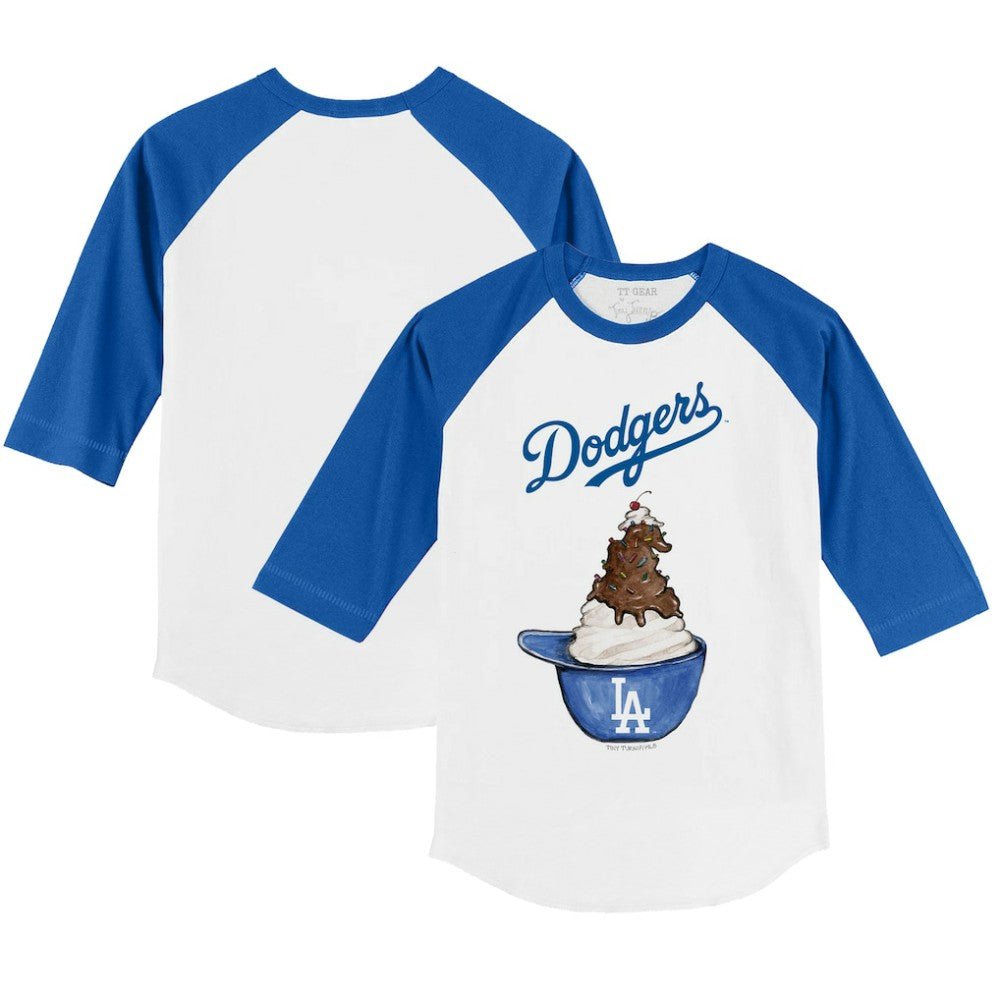 Los Angeles Dodgers Tiny Turnip Youth Sundae Helmet 3/4-Sleeve Raglan T-Shirt - MLB T-shirts