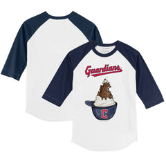 Cleveland Guardians Tiny Turnip Youth Sundae Helmet 3/4-Sleeve Raglan T-Shirt - MLB T-shirts
