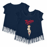 Minnesota Twins Tiny Turnip Girls Youth Triple Scoop Fringe T-Shirt - MLB T-shirts