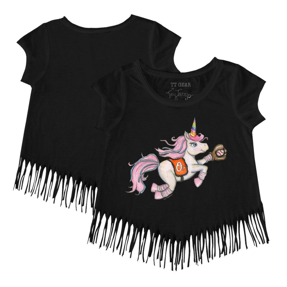 Baltimore Orioles Tiny Turnip Girls Youth Unicorn Fringe T-Shirt - MLB T-shirts