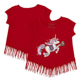 Boston Red Sox Tiny Turnip Girls Youth Unicorn Fringe T-Shirt - MLB T-shirts
