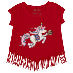 Boston Red Sox Tiny Turnip Girls Youth Unicorn Fringe T-Shirt - MLB T-shirts