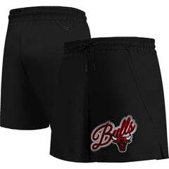 Black Chicago Bulls Pro Standard Women's Script Woven Shorts | NBA