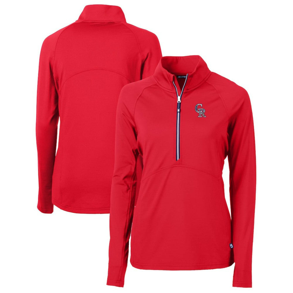 Colorado Rockies Cutter & Buck Women's Americana Logo Adapt Eco Knit Stretch Recycled Half-Zip Pullover Top - MLB Pullover