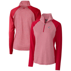 Cincinnati Reds Cutter & Buck Women's Americana Logo Forge Tonal Stripe Stretch Half-Zip Pullover Top - MLB Pullover