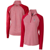 Boston Red Sox Cutter & Buck Women's Americana Logo Forge Tonal Stripe Stretch Half-Zip Pullover Top - MLB Pullover