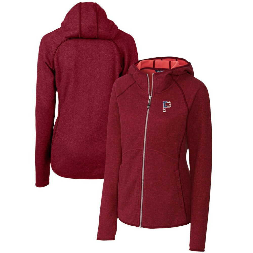 Pittsburgh Pirates Cutter & Buck Women's Americana Logo Mainsail Sweater-Knit Full-Zip Hoodie - MLB Hoodies