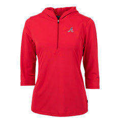 Atlanta Braves Cutter & Buck Women's Americana Logo DryTec Virtue Eco Pique Recycled Half-Zip Pullover Hoodie - MLB Hoodies