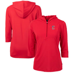 Cleveland Guardians Cutter & Buck Women's Americana Logo DryTec Virtue Eco Pique Recycled Half-Zip Pullover Hoodie - MLB Hoodies