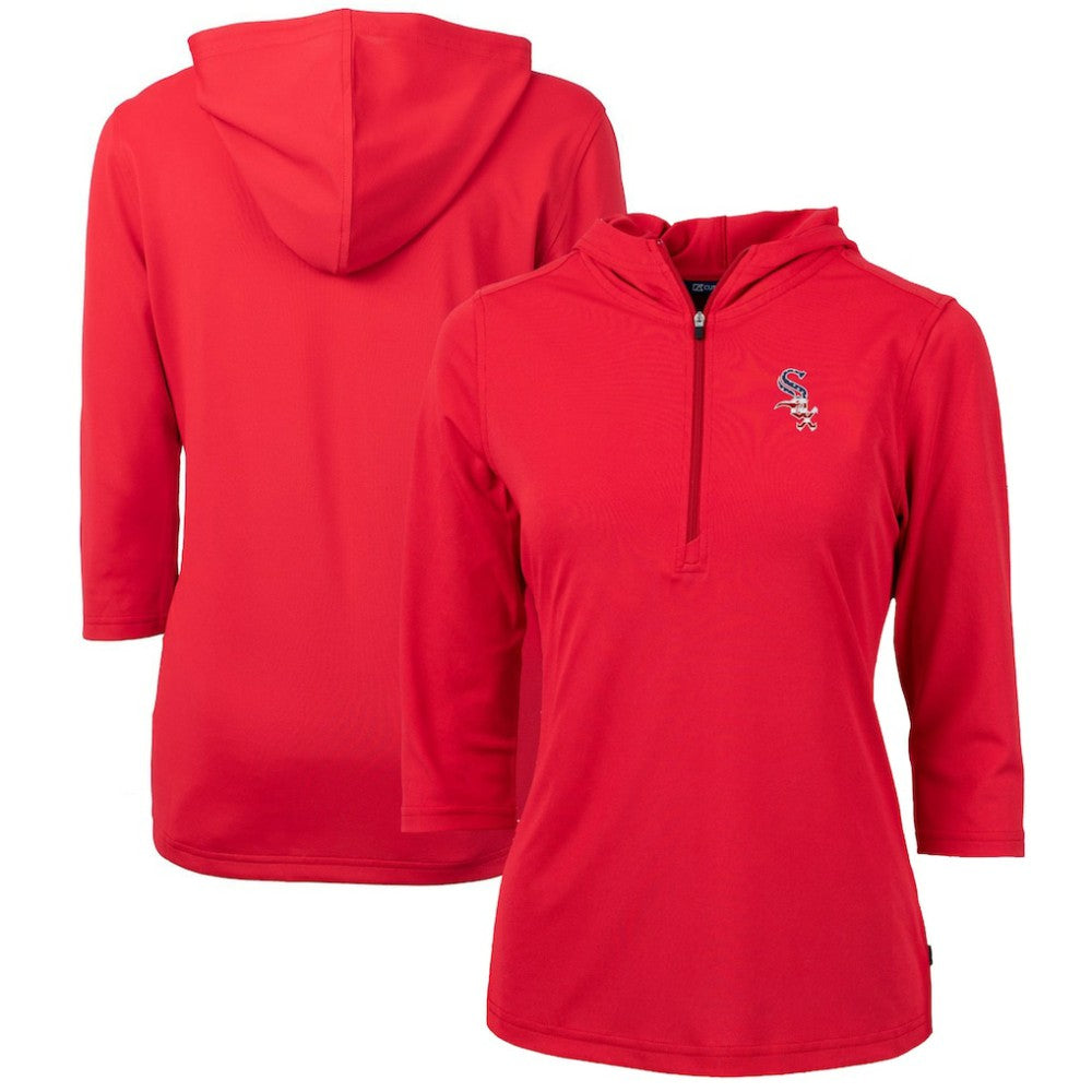 Chicago White Sox Cutter & Buck Women's Americana Logo DryTec Virtue Eco Pique Recycled Half-Zip Pullover Hoodie - MLB Hoodies