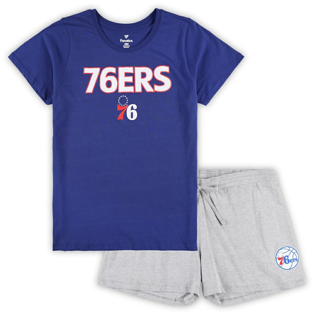 Royal/Heather Gray Philadelphia 76ers Women's Plus Size T-Shirt & Shorts Combo Set | NBA