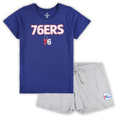 Royal/Heather Gray Philadelphia 76ers Women's Plus Size T-Shirt & Shorts Combo Set | NBA