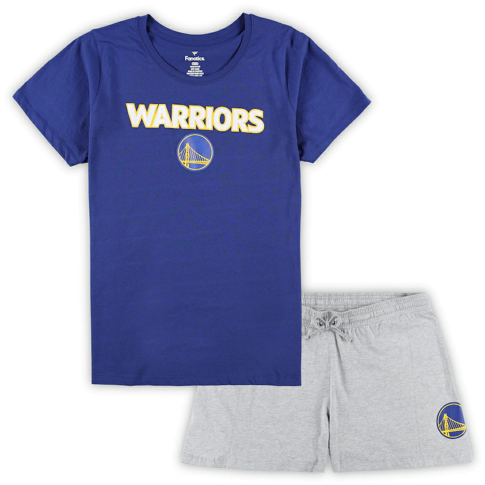 Royal/Heather Gray Golden State Warriors Women's Plus Size T-Shirt & Shorts Combo Set sale | NBA