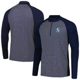 Seattle Mariners Levelwear Charter Striped Raglan Quarter-Zip Top - MLB Tops