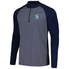 Seattle Mariners Levelwear Charter Striped Raglan Quarter-Zip Top - MLB Tops