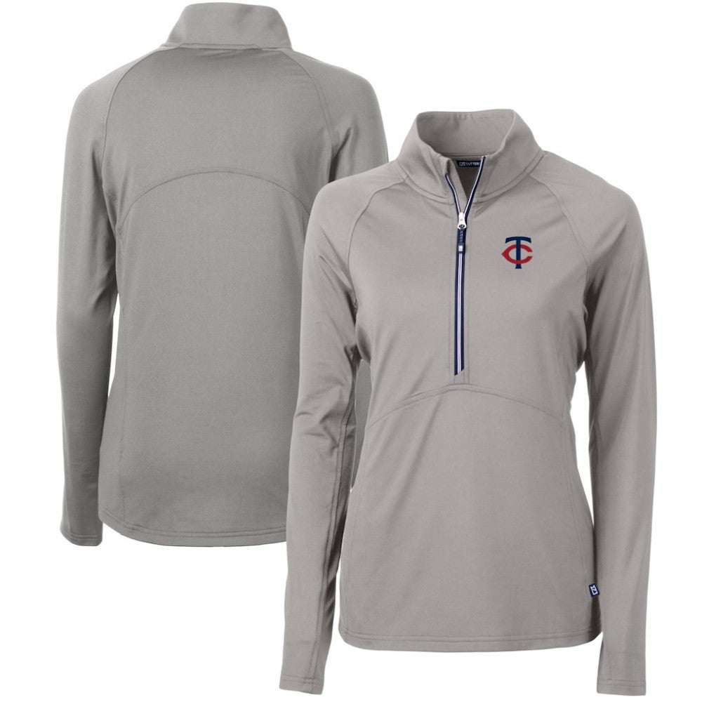 Minnesota Twins Cutter & Buck Women's Adapt Eco Knit Stretch Half-Zip Logo Pullover Top - MLB Pullover