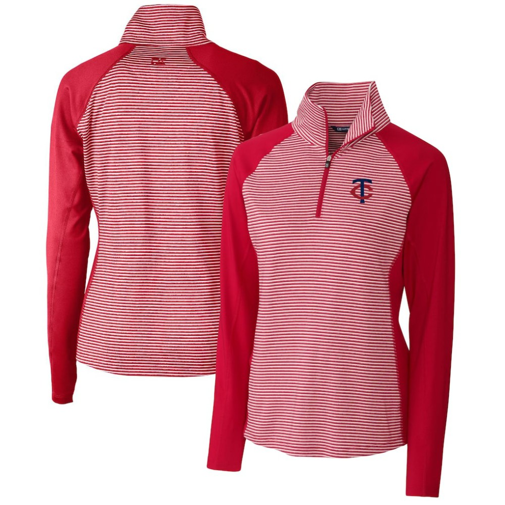 Minnesota Twins Cutter & Buck Women's DryTec Forge Tonal Stripe Stretch Half-Zip Top - MLB Tops