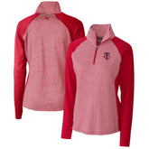 Minnesota Twins Cutter & Buck Women's DryTec Forge Tonal Stripe Stretch Half-Zip Top - MLB Tops