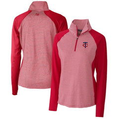 Minnesota Twins Cutter & Buck Women's DryTec Forge Tonal Stripe Stretch Half-Zip Top - MLB Tops