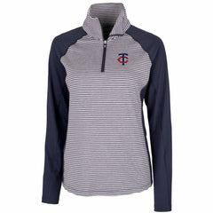 Minnesota Twins Cutter & Buck Women's DryTec Forge Tonal Stripe Stretch Half-Zip Top - MLB Tops
