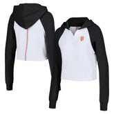 San Francisco Giants Lusso Women's Jane Raglan Quarter-Zip Tri-Blend Cropped Pullover Hoodie - MLB Hoodies