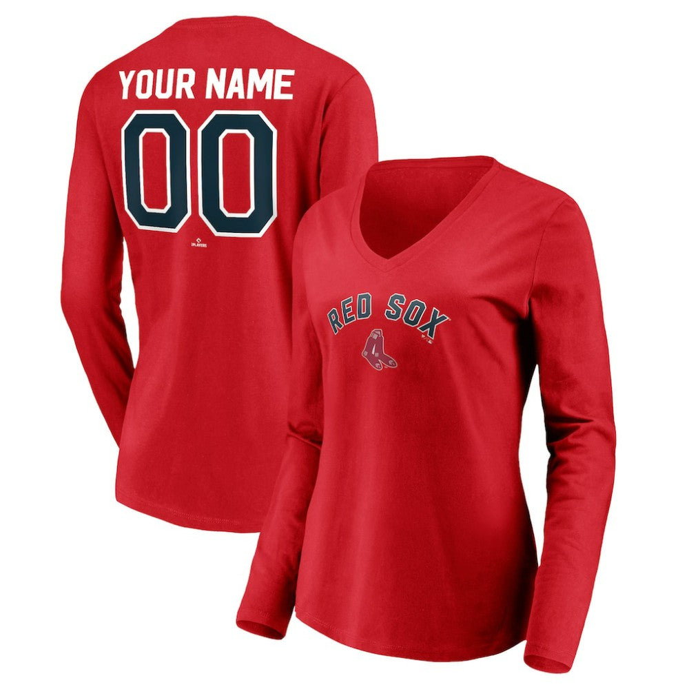 Boston Red Sox Women's Cooperstown Collection Personalized Winning Streak Long Sleeve V-Neck T-Shirt - MLB T-shirts