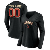 Houston Astros Women's Personalized Cooperstown Collection Alternate Winning Streak Long Sleeve V-Neck T-Shirt - MLB T-shirts