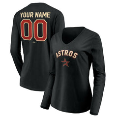 Houston Astros Women's Personalized Cooperstown Collection Alternate Winning Streak Long Sleeve V-Neck T-Shirt - MLB T-shirts