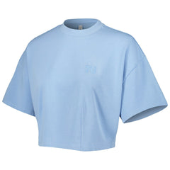 Light Blue Philadelphia 76ers Lusso Women's Nola Faded Tonal Cropped T-Shirt | NBA