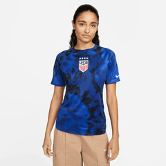 USA 2022-23 Away Women 4 Star Soccer Jersey Bright Blue-White