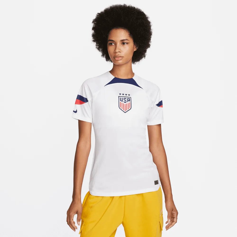 USA 2022-23 Women's Home 4 Star Soccer Jersey White-Hyper Blue