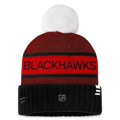 Chicago Blackhawks Fanatics Women's Authentic Pro Rink Cuffed Knit Hat with Pom -  NHL Hats