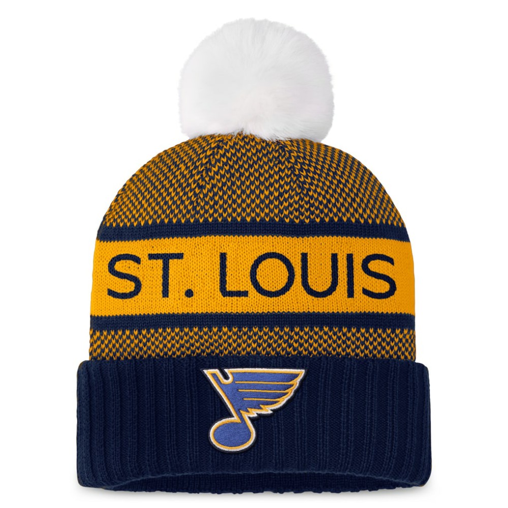 St. Louis Blues Fanatics Women's Authentic Pro Rink Cuffed Knit Hat with Pom -  NHL Hats