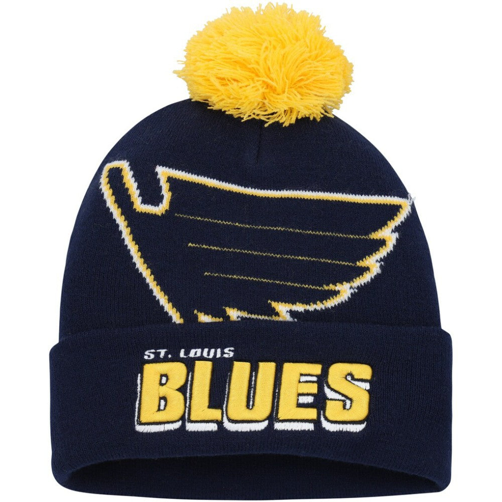 St. Louis Blues Mitchell & Ness Punch Out Cuffed Knit Hat with Pom -  NHL Hats